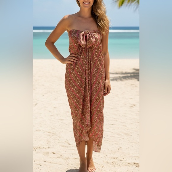 Bianca Coletti Silk Strapless Dress/Cover Up - Picture 1 of 9